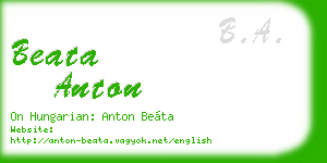 beata anton business card