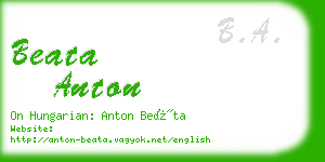 beata anton business card